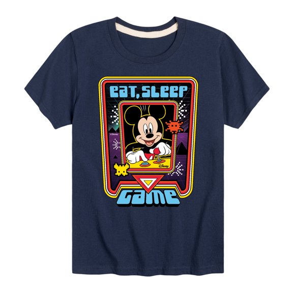 Mickey & Friends - Eat, Sleep, Game - Toddler And Youth Short Sleeve Graphic T-Shirt