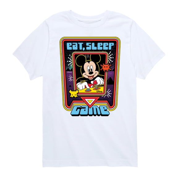 Mickey & Friends - Eat, Sleep, Game - Toddler And Youth Short Sleeve Graphic T-Shirt