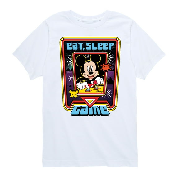 Mickey & Friends - Eat, Sleep, Game - Toddler And Youth Short Sleeve Graphic T-Shirt
