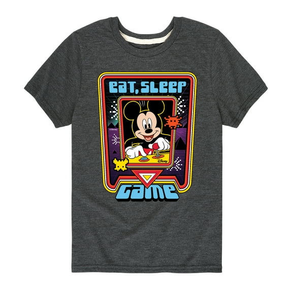 Mickey & Friends - Eat, Sleep, Game - Toddler And Youth Short Sleeve Graphic T-Shirt