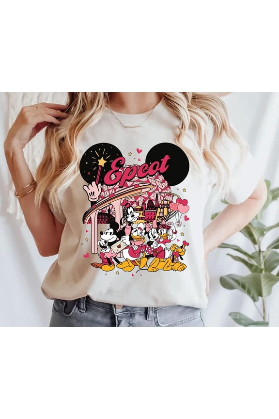 Mickey Friends Epcot Valentine Happy Day Disney T-Shirt All size S-3XL