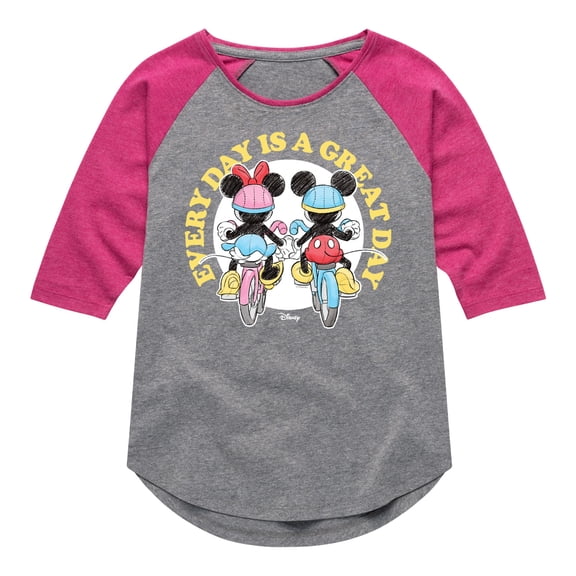 Mickey & Friends - Every Day Is A Every Day - Toddler And Youth Girls Raglan Graphic T-Shirt