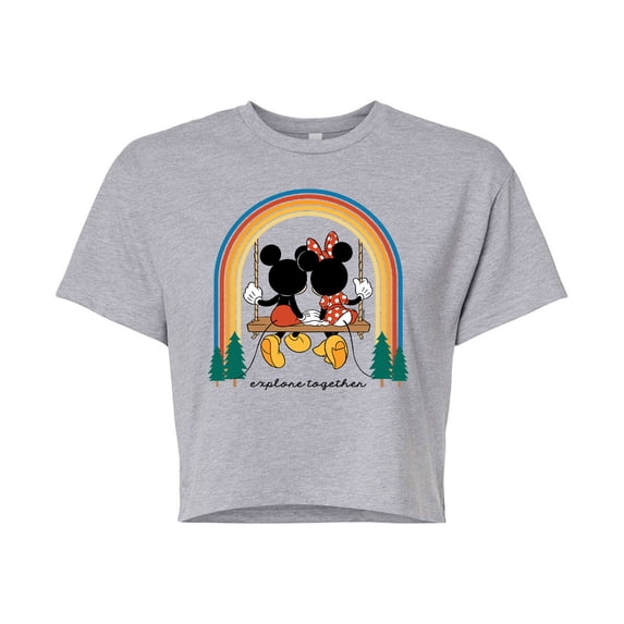 Mickey & Friends - Explore Together - Juniors Cropped Cotton Blend T-Shirt