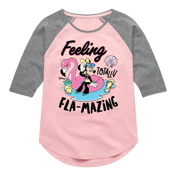 Mickey & Friends - Feeling Flamazing - Toddler And Youth Girls Raglan Graphic T-Shirt