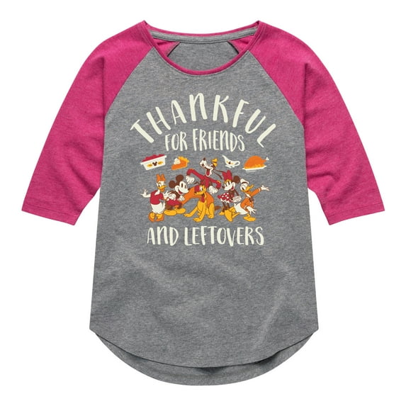 Mickey & Friends - Friends And Leftovers - Toddler and Youth Girls Raglan Graphic T-Shirt