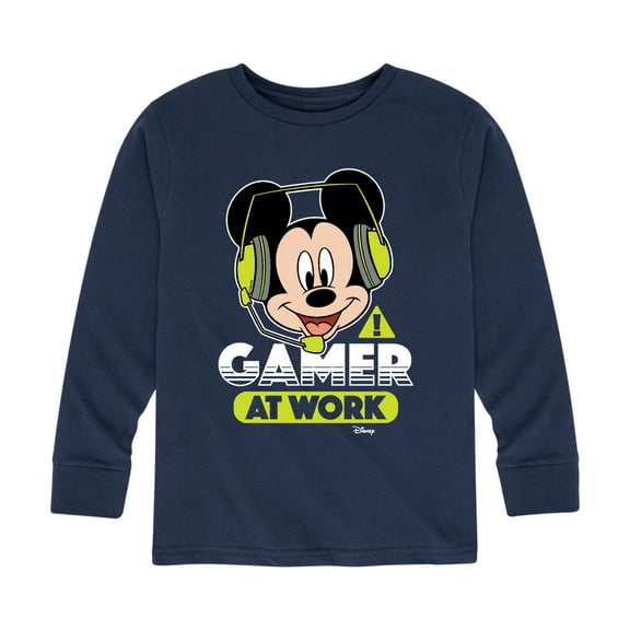Mickey & Friends - Gamer at Work - Toddler And Youth Long Sleeve Graphic T-Shirt