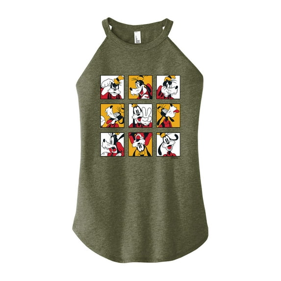 Mickey & Friends - Goofy Grid - Juniors High Neck Tank Top