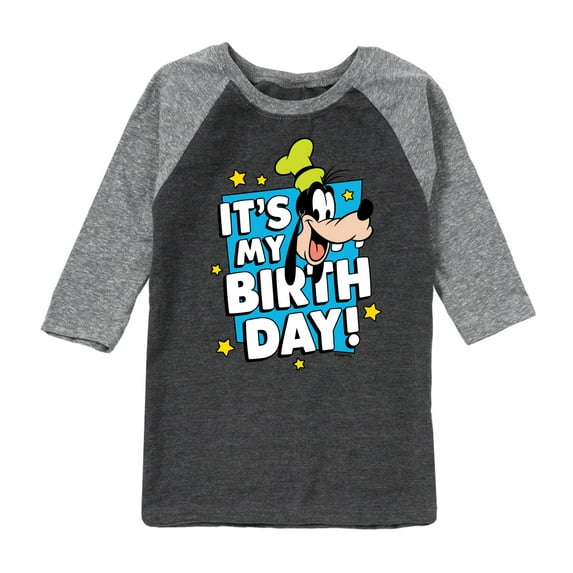 Mickey & Friends - Goofy It's My Birthday - Toddler And Youth Girls Raglan Graphic T-Shirt