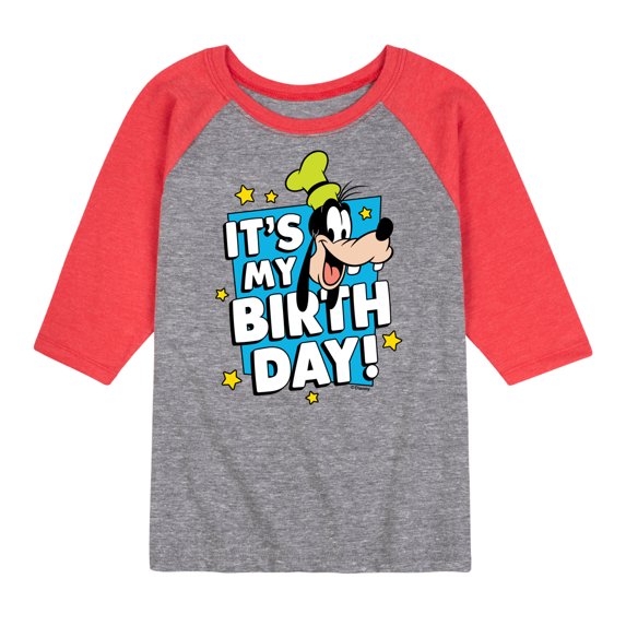Mickey & Friends - Goofy It's My Birthday - Toddler And Youth Girls Raglan Graphic T-Shirt