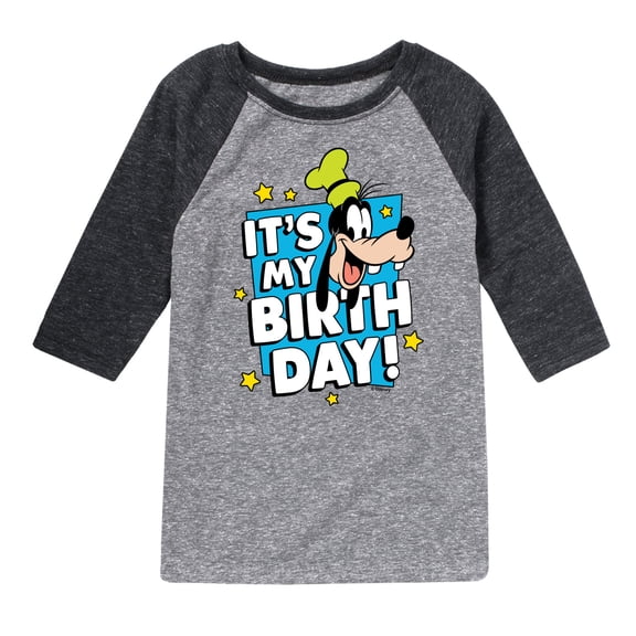 Mickey & Friends - Goofy It's My Birthday - Toddler And Youth Girls Raglan Graphic T-Shirt