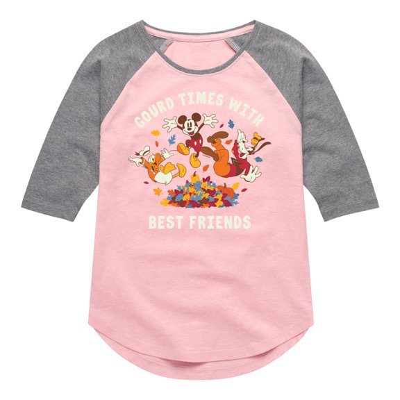 Mickey & Friends - Gourd Times With Best Friends - Toddler and Youth Girls Raglan Graphic T-Shirt