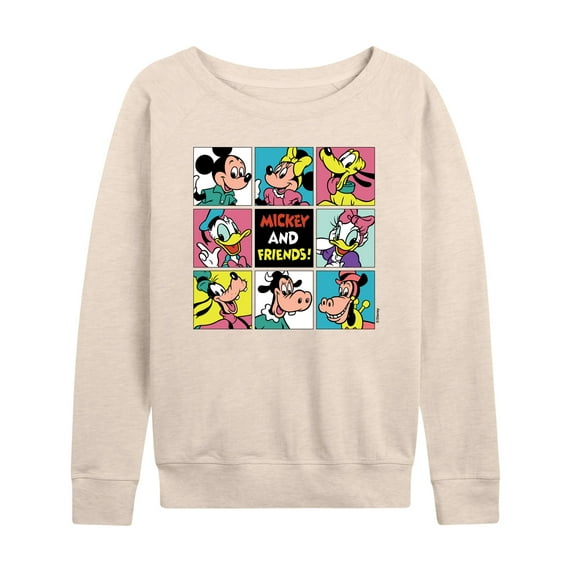 Mickey & Friends Grid - Women's Lightweight French Terry Long Sleeve Shirt