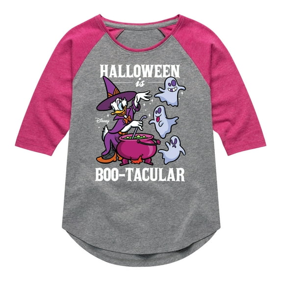 Mickey & Friends - Halloween Is Bootacular - Toddler And Youth Girls Raglan Graphic T-Shirt