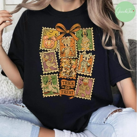 Mickey And Friends Halloween Shirt, Retro Trick Or Treat Disney Halloween Tshirt, Mickey Not So Scary Halloween Party, Disneyland Halloween,Black Color,Size M