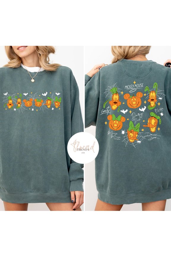 Mickey Friends Halloween T-shirt Disney Halloween Pumpkin Signature T-shirt Disney Family