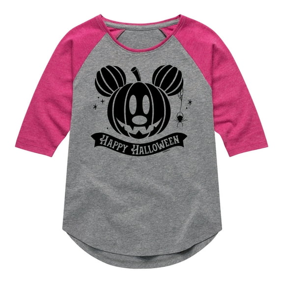 Mickey & Friends - Happy Halloween Pumpkin - Toddler And Youth Girls Raglan Graphic T-Shirt