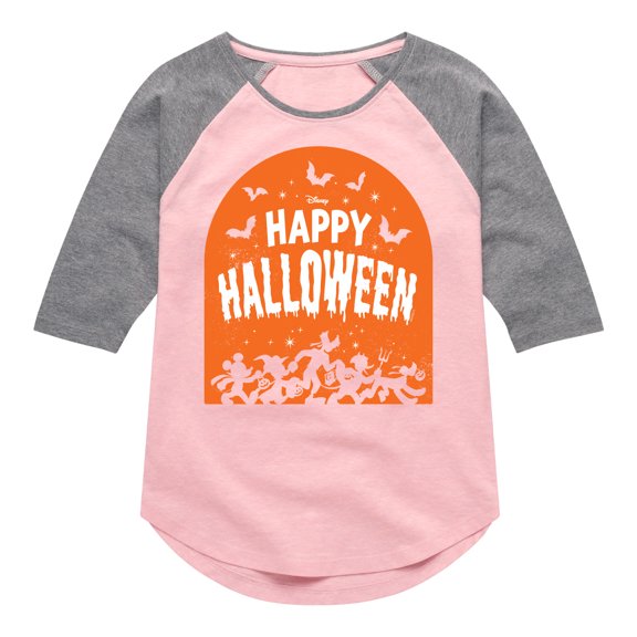 Mickey & Friends - Happy Halloween Tombstone - Toddler And Youth Girls Raglan Graphic T-Shirt