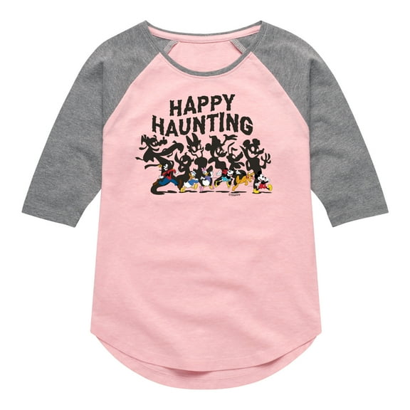 Mickey & Friends - Happy Haunting - Toddler And Youth Girls Raglan Graphic T-Shirt