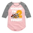 thumbnail image 1 of Mickey & Friends - Hooray I'm 2 Today - Toddler And Youth Girls Raglan Graphic T-Shirt, 1 of 5