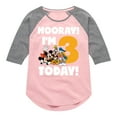 thumbnail image 1 of Mickey & Friends - Hooray I'm 3 Today - Toddler And Youth Girls Raglan Graphic T-Shirt, 1 of 4