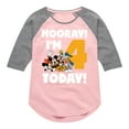 thumbnail image 1 of Mickey & Friends - Hooray I'm 4 Today - Toddler And Youth Girls Raglan Graphic T-Shirt, 1 of 4