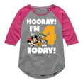 thumbnail image 1 of Mickey & Friends - Hooray I'm 4 Today - Toddler And Youth Girls Raglan Graphic T-Shirt, 1 of 4