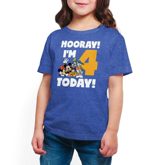 Mickey & Friends - Hooray I'm 4 Today - Toddler And Youth Short Sleeve Graphic T-Shirt
