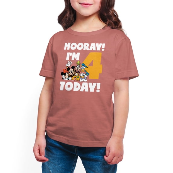 Mickey & Friends - Hooray I'm 4 Today - Toddler And Youth Short Sleeve Graphic T-Shirt