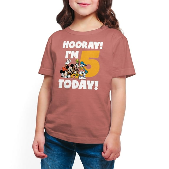 Mickey & Friends - Hooray I'm 5 Today - Toddler And Youth Short Sleeve Graphic T-Shirt