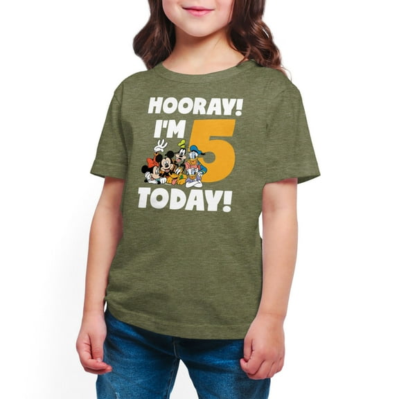 Mickey & Friends - Hooray I'm 5 Today  - Toddler And Youth Short Sleeve Graphic T-Shirt