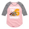 thumbnail image 1 of Mickey & Friends - Hooray I'm 6 Today - Toddler And Youth Girls Raglan Graphic T-Shirt, 1 of 5