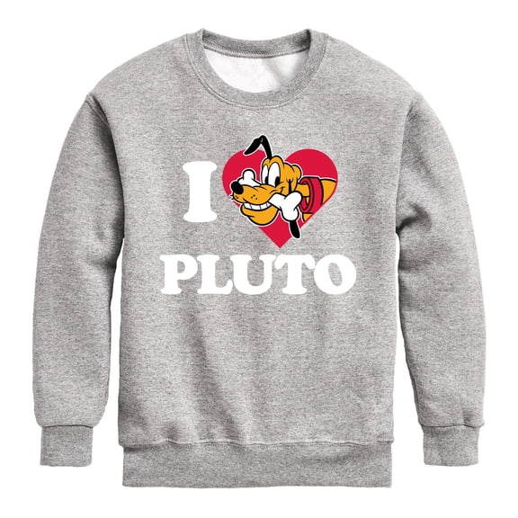 Mickey & Friends - I Love Pluto - Toddler And Youth Crewneck Fleece Sweatshirt