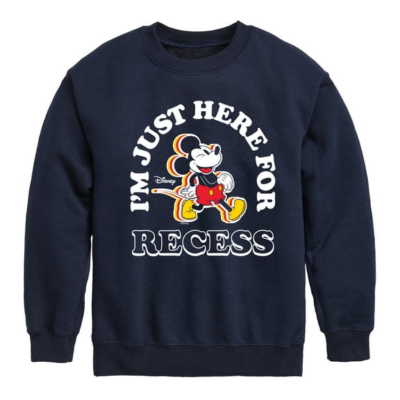 Mickey & Friends - I'm Just Here For Recess - Youth Crewneck Fleece Sweatshirt
