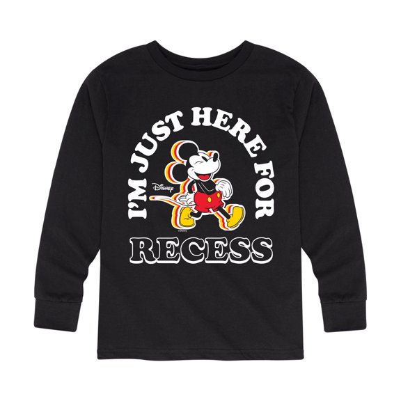 Mickey & Friends - I'm Just Here For Recess - Youth Long Sleeve Graphic T-Shirt