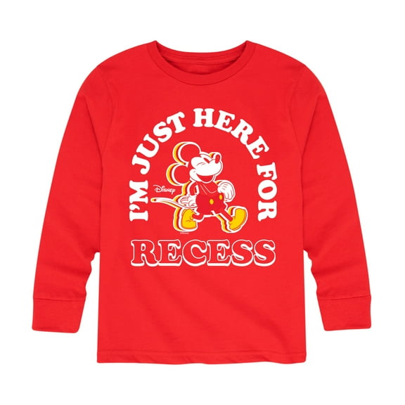 Mickey & Friends - I'm Just Here For Recess - Youth Long Sleeve Graphic T-Shirt