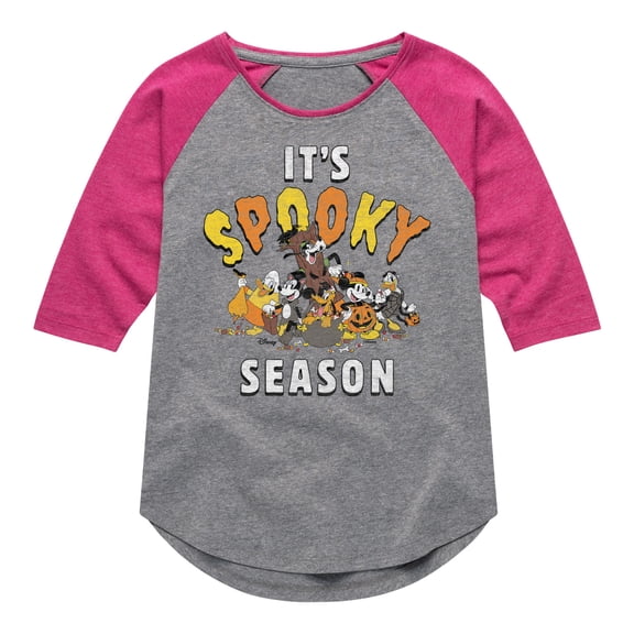 Mickey & Friends - It's Spooky Season - Toddler And Youth Girls Raglan Graphic T-Shirt