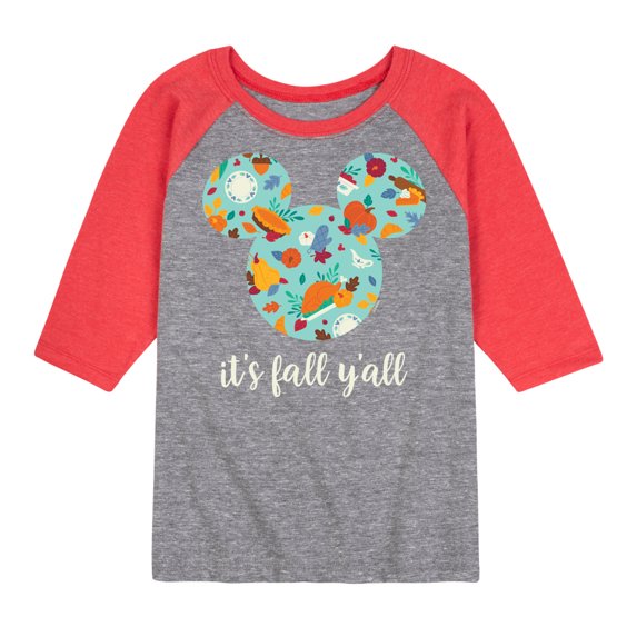 Mickey & Friends - Its Fall Yall - Toddler and Youth Raglan Graphic T-Shirt