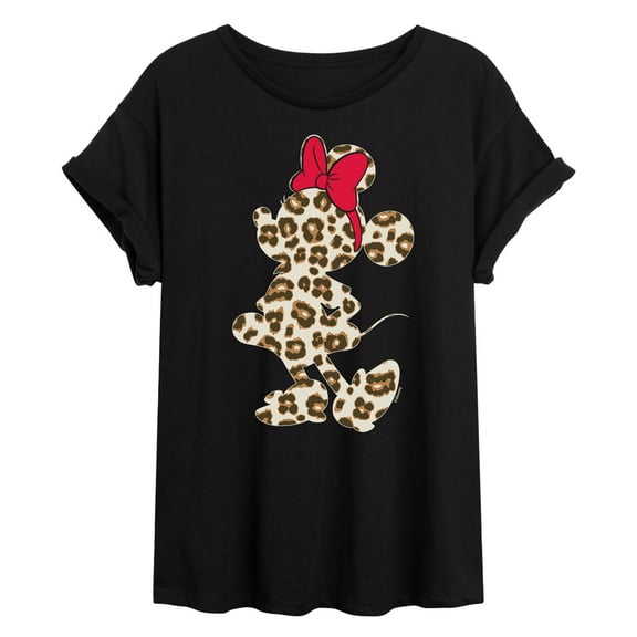 Mickey & Friends - Leopard Print Minnie Mouse - Women's Oversized T-Shirt