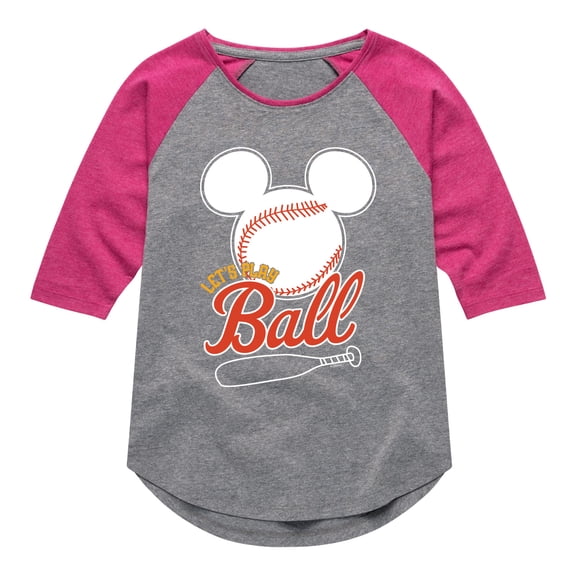 Mickey & Friends - Let's Play Ball - Toddler And Youth Girls Raglan Graphic T-Shirt