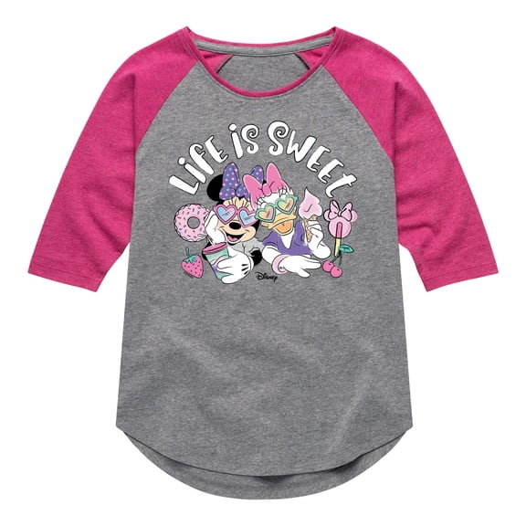 Mickey & Friends - Life Is Sweet - Toddler And Youth Girls Raglan Graphic T-Shirt