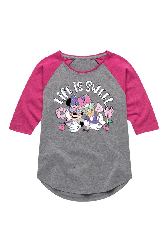 Mickey & Friends - Life Is Sweet - Toddler And Youth Girls Raglan Graphic T-Shirt