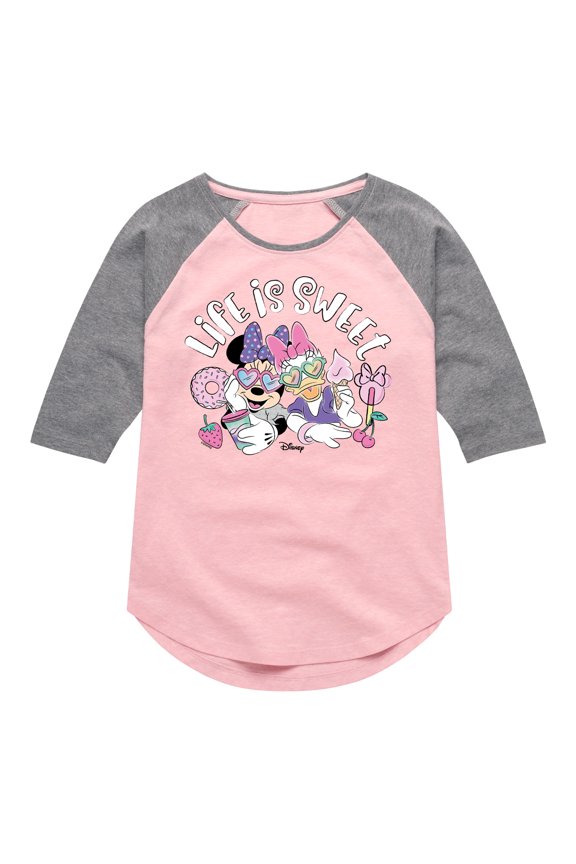 Mickey & Friends - Life Is Sweet - Toddler And Youth Girls Raglan Graphic T-Shirt