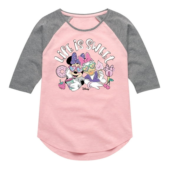 Mickey & Friends - Life Is Sweet - Toddler And Youth Girls Raglan Graphic T-Shirt