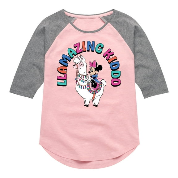 Mickey & Friends - Llamazing Kiddo - Toddler And Youth Girls Raglan Graphic T-Shirt