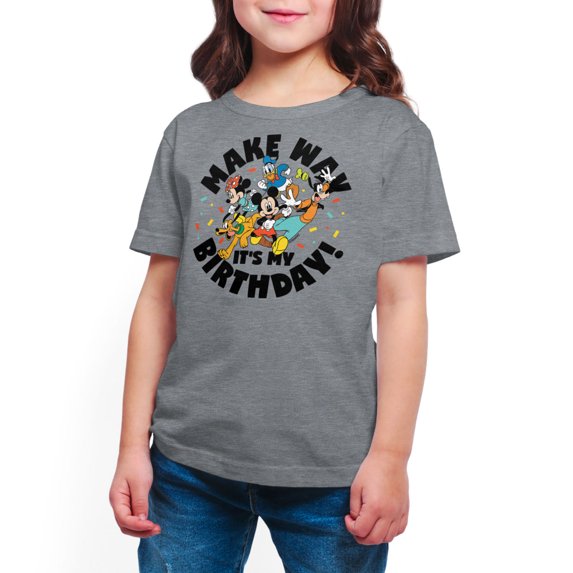 Mickey & Friends - Make Way It's My Birthday - Toddler And Youth Girls Short Sleeve Graphic T-Shirt