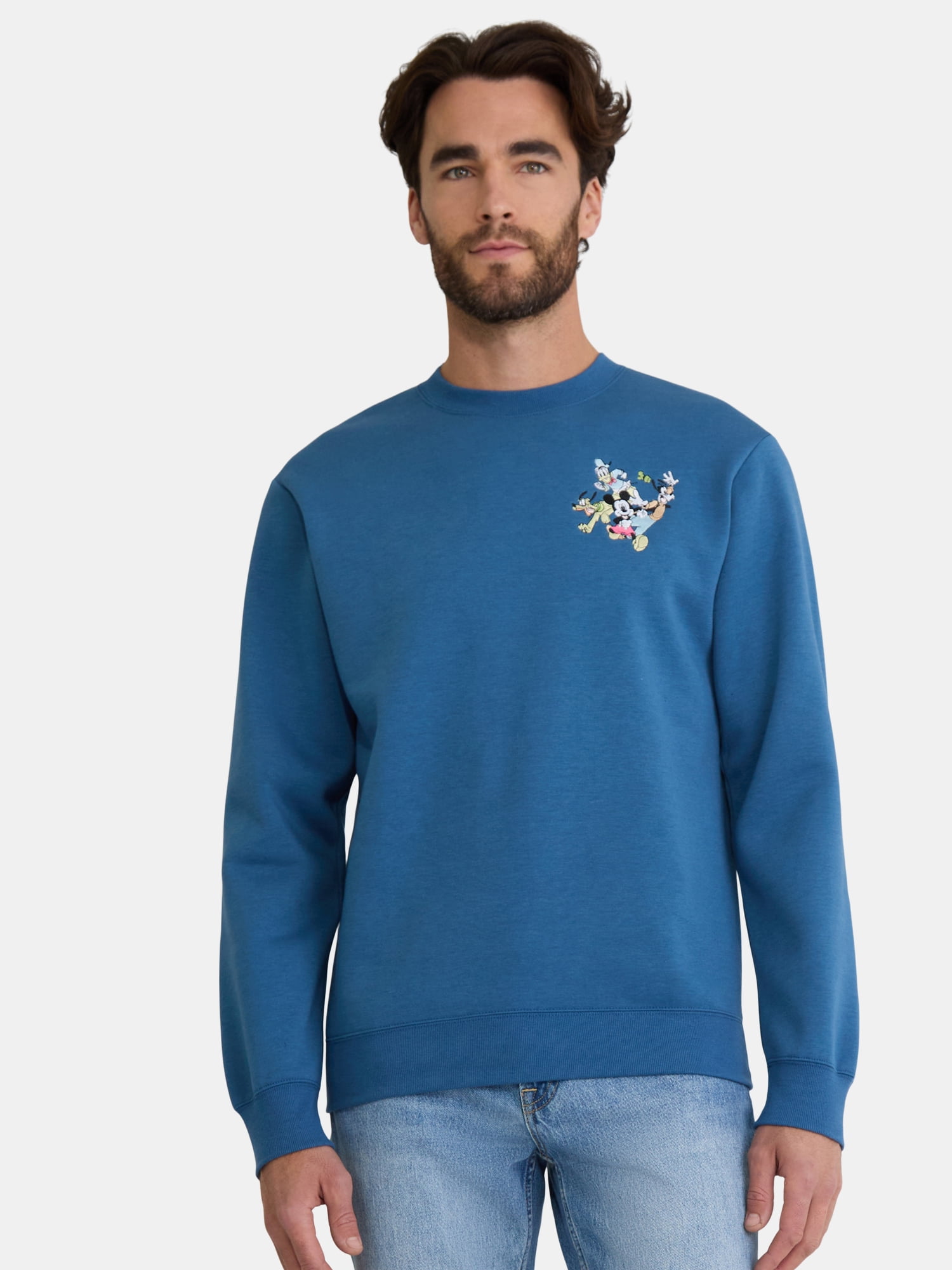 Mickey Friends Men's Graphic Sweatshirt with Embroidery, Sizes S