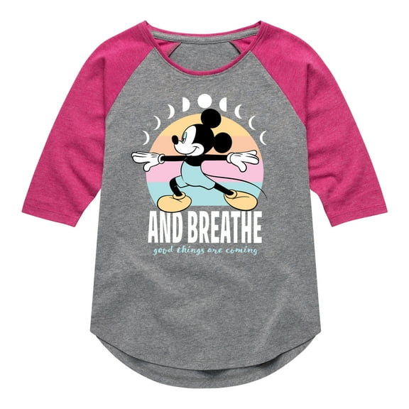 Mickey & Friends - Mickey And Breathe - Toddler And Youth Girls Raglan Graphic T-Shirt