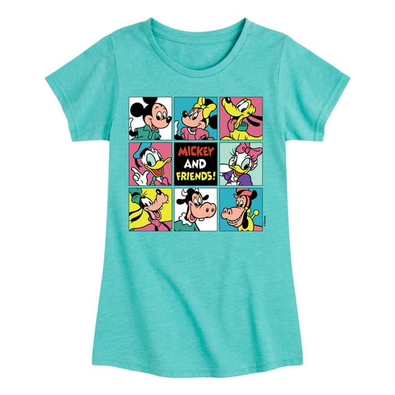 Mickey & Friends - Mickey And Friends Grid - Toddler And Youth Girls Short Sleeve Graphic T-Shirt