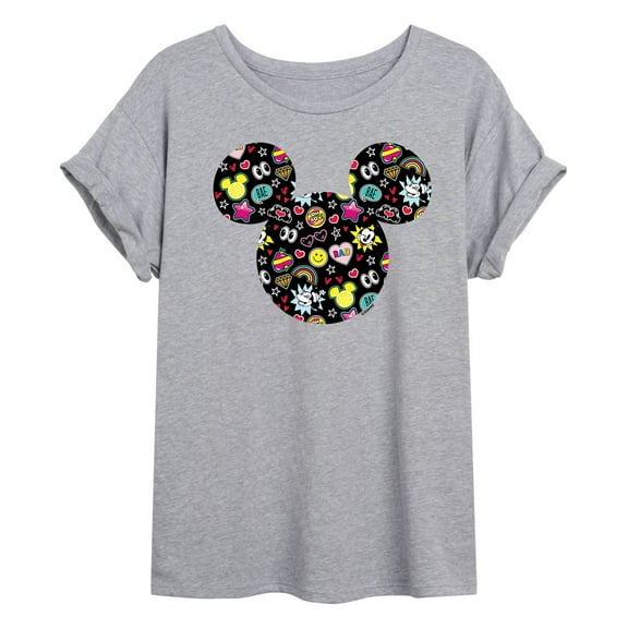 Mickey & Friends - Mickey And Minnie Doodles - Juniors Ideal Flowy Muscle T-Shirt