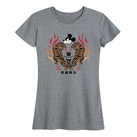 Mickey & Friends - Mickey And Twin Tigers - Women's Short Sleeve Graphic T-Shirt